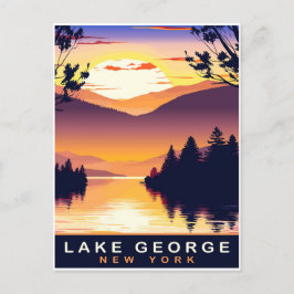 Lake George, NY, Romantische zonsondergang, Reizen Briefkaart