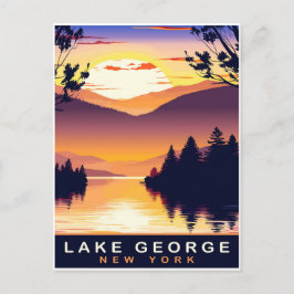 Lake George, NY, Romantische Zonsondergang, Reizen Briefkaart