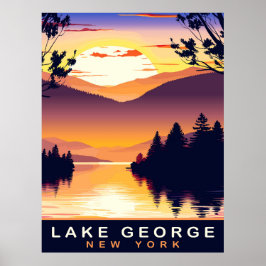 Lake George, NY, Romantische zonsondergang, Reizen Poster