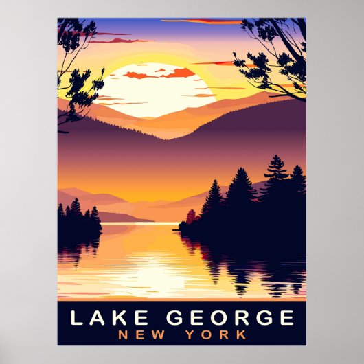 Lake George, NY, Romantische zonsondergang, Reizen Poster (Voorkant)