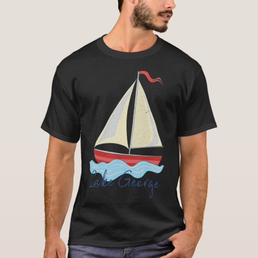 Lake George Ny Vacation Sail Boat Sailing Boating  T-shirt (Voorkant)