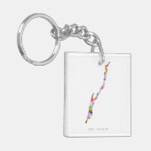 Lake George Silhouette Map Sleutelhanger (Voorkant Links)