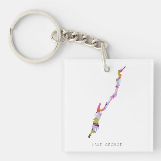Lake George Silhouette Map Sleutelhanger (Voorkant)