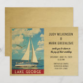 Lake George Wedding Invitation Sailboat Kaart (Voorkant / Achterkant)