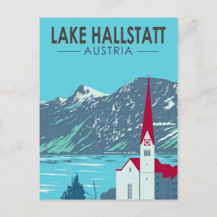 Lake Hallstatt Oostenrijk Reizen Kunst Vintage Briefkaart