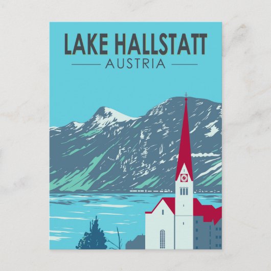 Lake Hallstatt Oostenrijk Reizen Kunst Vintage Briefkaart (Voorkant)
