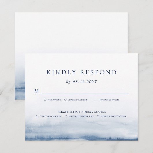 Lake Harbor Bruiloft Lichtblauw RSVP | Maaltijden (Voorkant / Achterkant)
