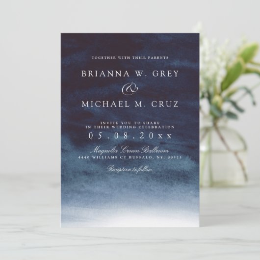 Lake Harbor Diepe bruiloft uitnodiging (Staand voorkant)