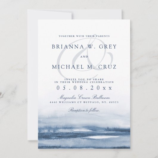 Lake Harbor voor bruiloft uitnodiging marine terug (Voorkant)