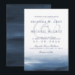 Lake Harbor Wedding Invitation Kaart<br><div class="desc">Maak een unieke indruk op uw toekomstige bruiloftsgast met onze trouwuitnodigingen met het thema Lake Harbor Ocean. Onderdeel van een collectie van items, deze stijlvolle maar toch moderne huwelijksuitnodigingen hebben een diep blauw en wit oliebeschilderd kleurenschema. Een gigantische ampersand symbool vervaagt in de achtergrond achter de namen van de bruid...</div>