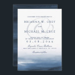 Lake Harbor Wedding Invitation Kaart<br><div class="desc">Maak een unieke indruk op uw toekomstige bruiloftsgast met onze trouwuitnodigingen met het thema Lake Harbor Ocean. Onderdeel van een collectie van items, deze stijlvolle maar toch moderne huwelijksuitnodigingen hebben een diep blauw en wit oliebeschilderd kleurenschema. Een gigantische ampersand symbool vervaagt in de achtergrond achter de namen van de bruid...</div>