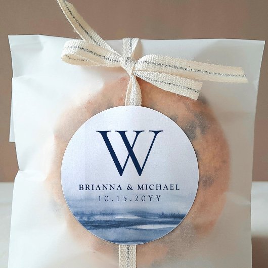 Lake Harbour voor bruiloft | Aangepast monogram Ronde Sticker