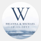 Lake Harbour voor bruiloft | Aangepast monogram Ronde Sticker (Voorkant)