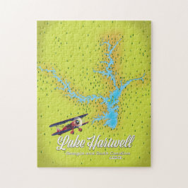 Lake Hartwell Georgia en South Carolina USA kaart Legpuzzel