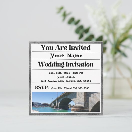 Lake Havasu bruiloft uitnodiging (Staand voorkant)