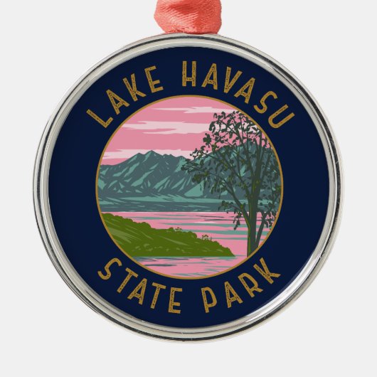 Lake Havasu State Park Retro Stress Circle Metalen Ornament (Voorkant)
