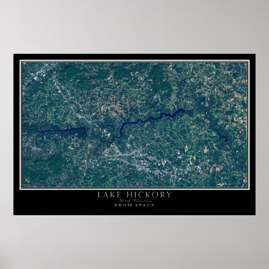 Lake Hickory North Carolina Satellite Poster Map (Voorkant)