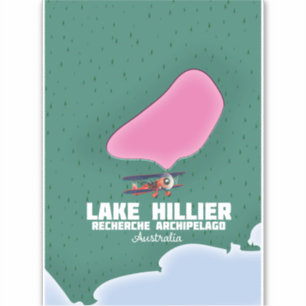 Lake Hillier Australian map. Sticker