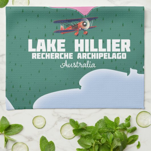 Lake Hillier Australian map. Theedoek (Gevouwen)