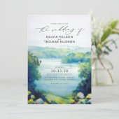 Lake Hills Zeilboten Waterverf Natuur bruiloft Kaart (Staand voorkant)