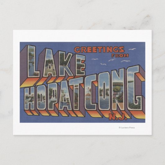 Lake Hopatcong, New Jersey - Large Letter Scenes Briefkaart (Voorkant)