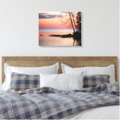 Lake Horizon met bomen op het meer bij dageraad 16 Canvas Afdruk (Insitu (Slaapkamer))