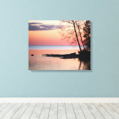 Lake Horizon met bomen op het meer bij dageraad 16 Canvas Afdruk (Insitu (Houten vloer))