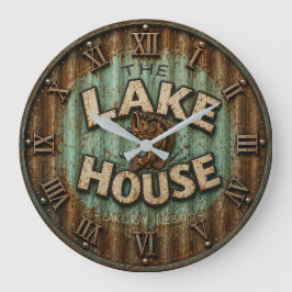 Lake House Bass Fishing Rustic Angler Cabin Grote Klok