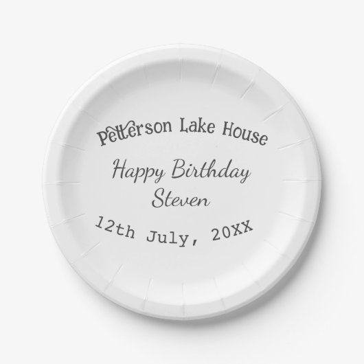 Lake house beach happy birthday add name date year papieren bordje (Voorkant)