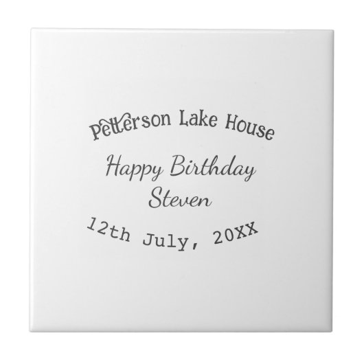 Lake house beach happy birthday add name date year tegeltje (Voorkant)