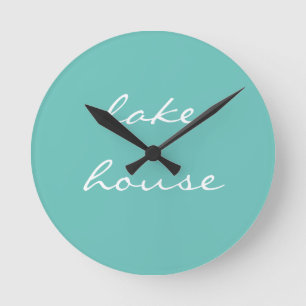 Lake House Blauwgroen Blue Aqua White Elegant Cool Ronde Klok