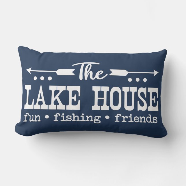 Lake House Blue en White Kussen (Voorkant)