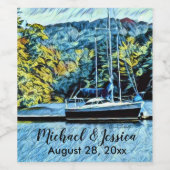 Lake House Boat Bruiloft Dank u gunsten Wijn Etiket (Enkel label)