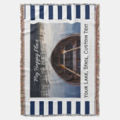 Lake House Custom Photo My Happy Place Striped Deken (Voorkant Verticaal)