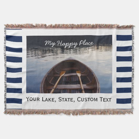 Lake House Custom Photo My Happy Place Striped Deken (Voorkant)