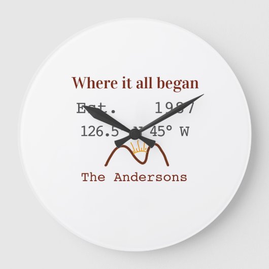 Lake house ets. Date year custom coordinates brown Grote Klok (Voorkant)