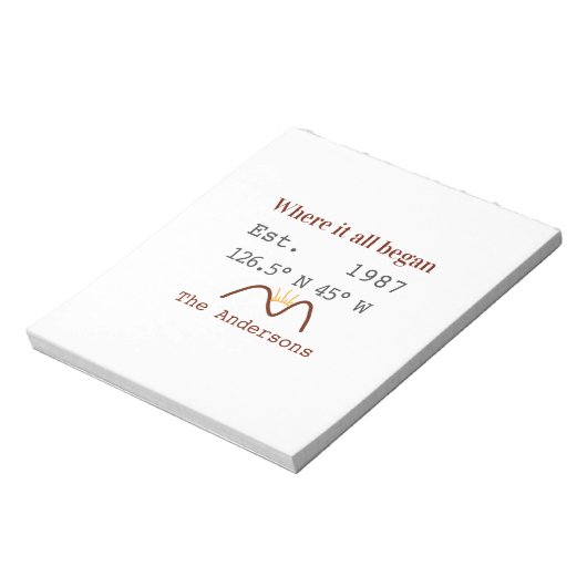 Lake house ets. Date year custom coordinates brown Notitieblok (Linkerzijde)