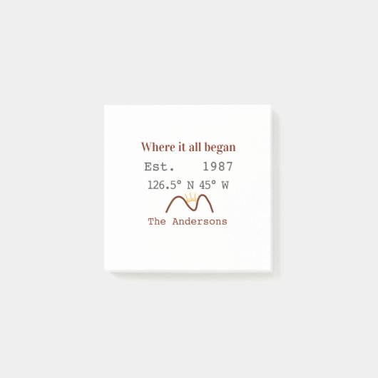 Lake house ets. Date year custom coordinates brown Post-it® Notes (Voorkant)