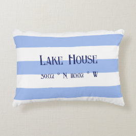 Lake house Familienaam Blue Stripes Accent Kussen