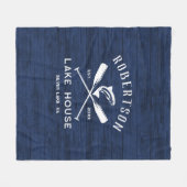 Lake House familienaam rustiek blauw hout Fleece Deken (Voorkant (Horizontaal))