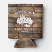 Lake House familienaam rustiek hout Blikjeskoeler (Voorkant)