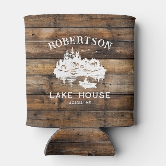 Lake House familienaam rustiek hout Blikjeskoeler (Achterkant)