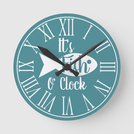 Lake House Fish O' Clock Fish Silhouette Ronde Klok (Voorkant)