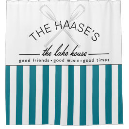 Lake House Good Friends Music Times Blue Stripe Douchegordijn