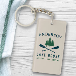 Lake House Modern Rustic Boat Oars Trees 2 Sided Sleutelhanger