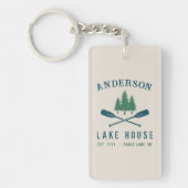 Lake House Modern Rustic Boat Oars Trees 2 Sided Sleutelhanger (Voorkant)