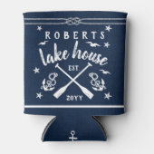 Lake House Paddles Ankers Custom Navy Striped Blikjeskoeler (Voorkant)