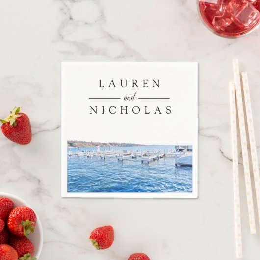 Lake House Personalized Wedding Napkins Servet (Insitu)
