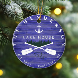 Lake House Pine familienaam boom hout gepersonalis Keramisch Ornament