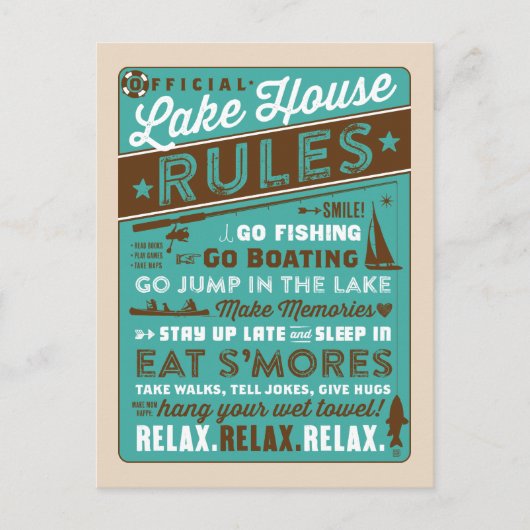 Lake House Rules Briefkaart (Voorkant)